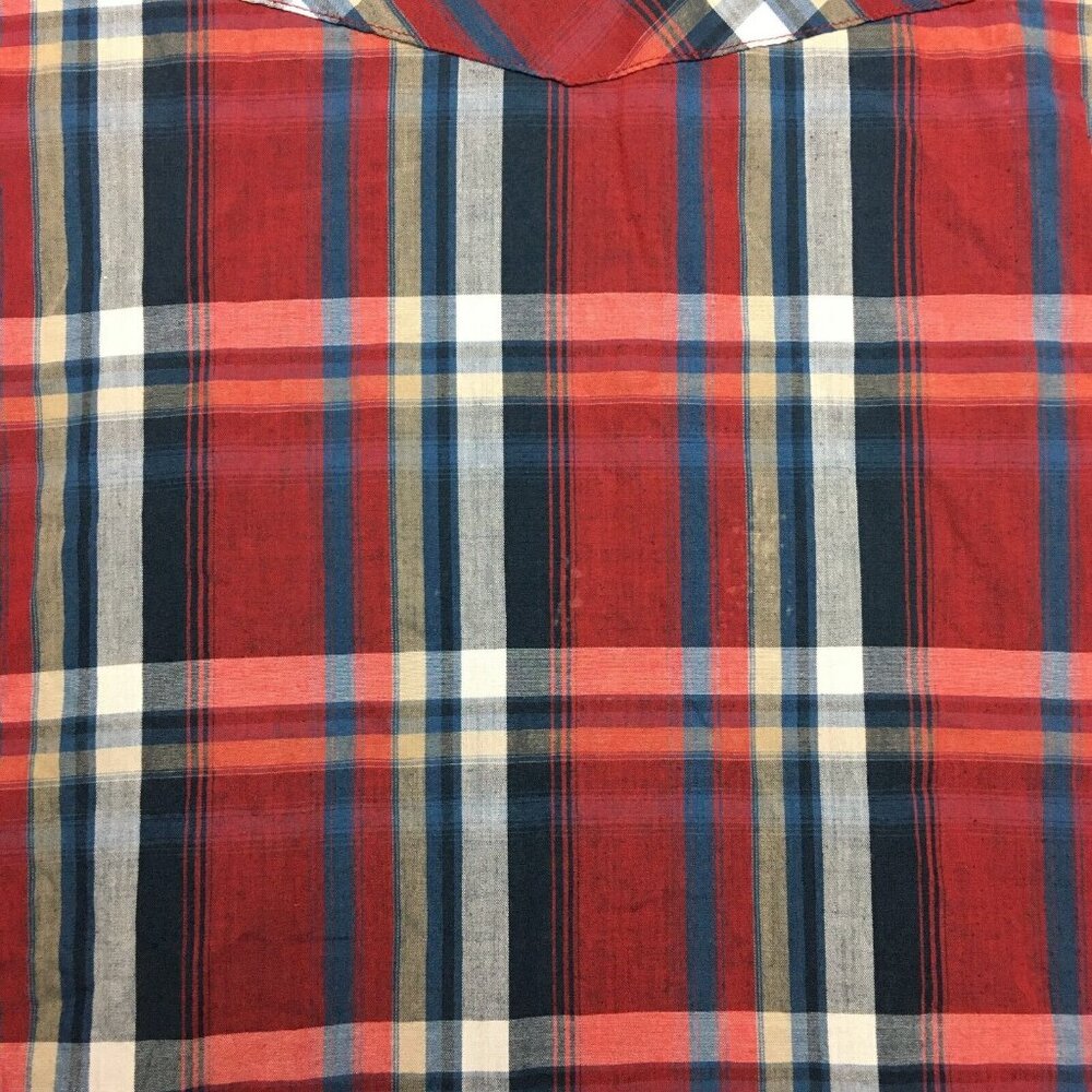 Plains Western‎ Wear Mens Pearl Snap Shirt size Medium Short Sleeve Red Blue - Picture 13 of 13